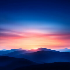 Vibrant Sunset Over Silhouetted Mountains