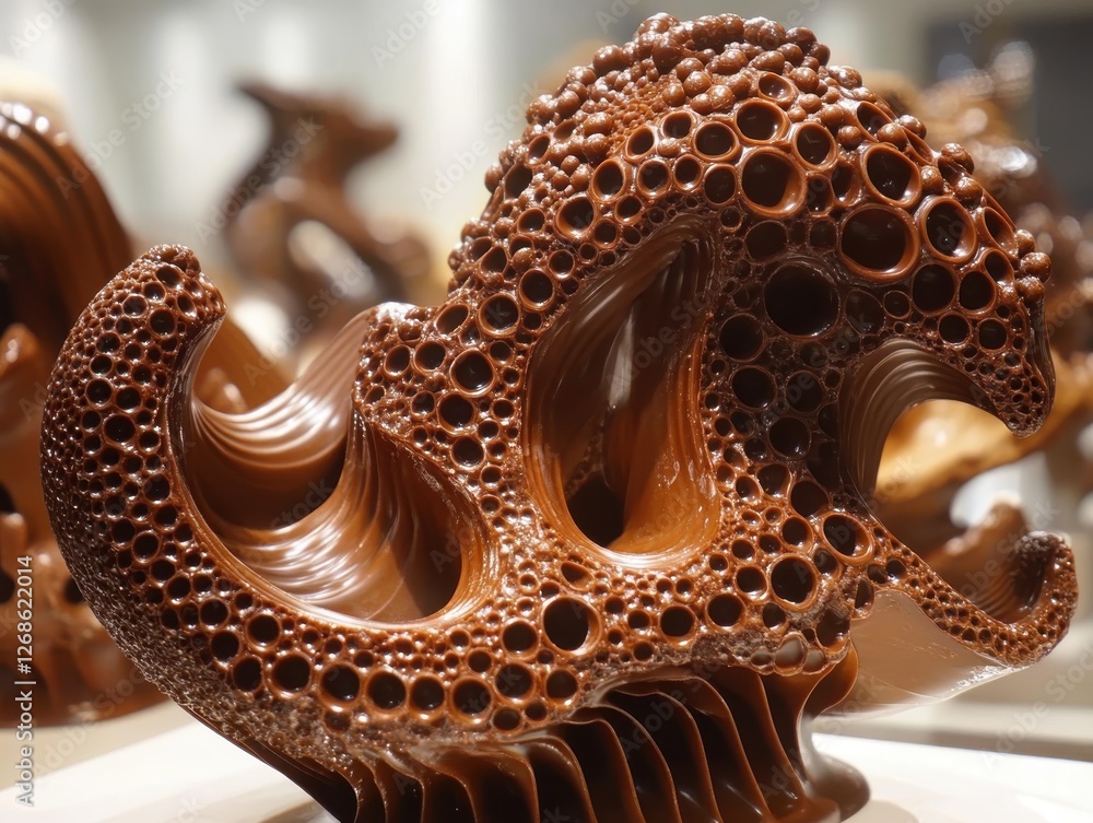 Aufkleber upscale art piece featuring intricate chocolate sculpture with unique texture and form