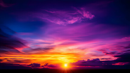 Fototapeta premium Vibrant Sunset Sky with Purple and Orange Clouds