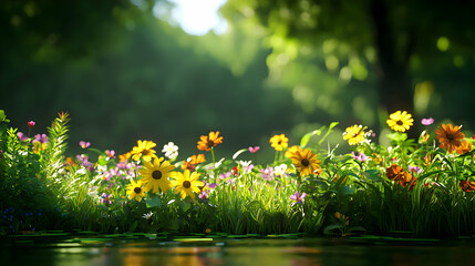 Vibrant Wildflower Meadow in Sunlight