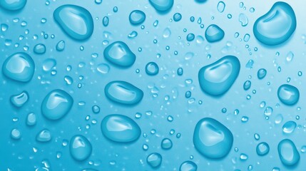 Water Drops on Blue Background