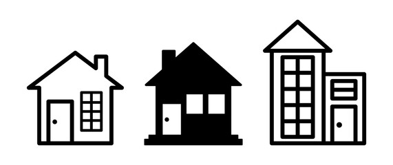 House icon set. Building, building symbol. Vector illustration