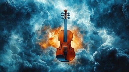 Fototapeta premium Violin in the Stormy Sky: A Symphony of Emotions