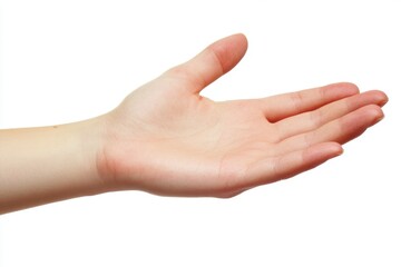 Open hand of a woman extended in a receiving gesture