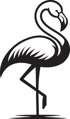Silhouette vector of a flamingo standing gracefully on one leg. Perfect for nature designs, wildlife logos, tropical themes, beach projects, and bird-themed designs.