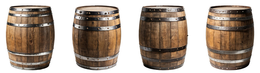Fototapeta premium Wooden Barrel with Metal Bands