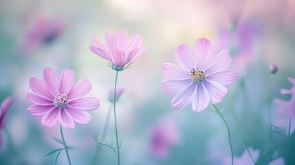 Fototapeta premium Soft watercolor flowers in pastel hues, evoking gentle beauty and serenity.
