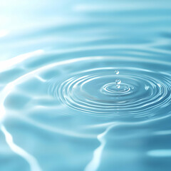 Water Drop Ripples on Calm Blue Surface