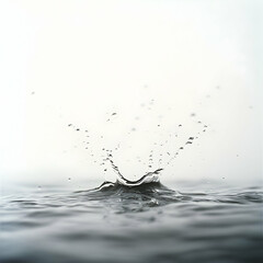 Water Drop Splash on Calm Grey Surface
