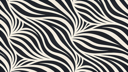 Abstract Zebra Stripe Pattern Black and White Wavy Lines