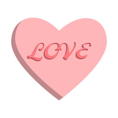 Pink heart and text love
