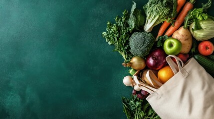 Grocery Bag Filled with Fresh Produce
