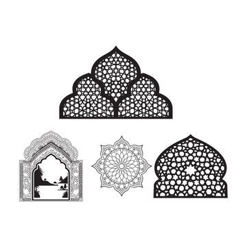 Islamic icon, Mosque icon set, Ramadan icon set vector on white