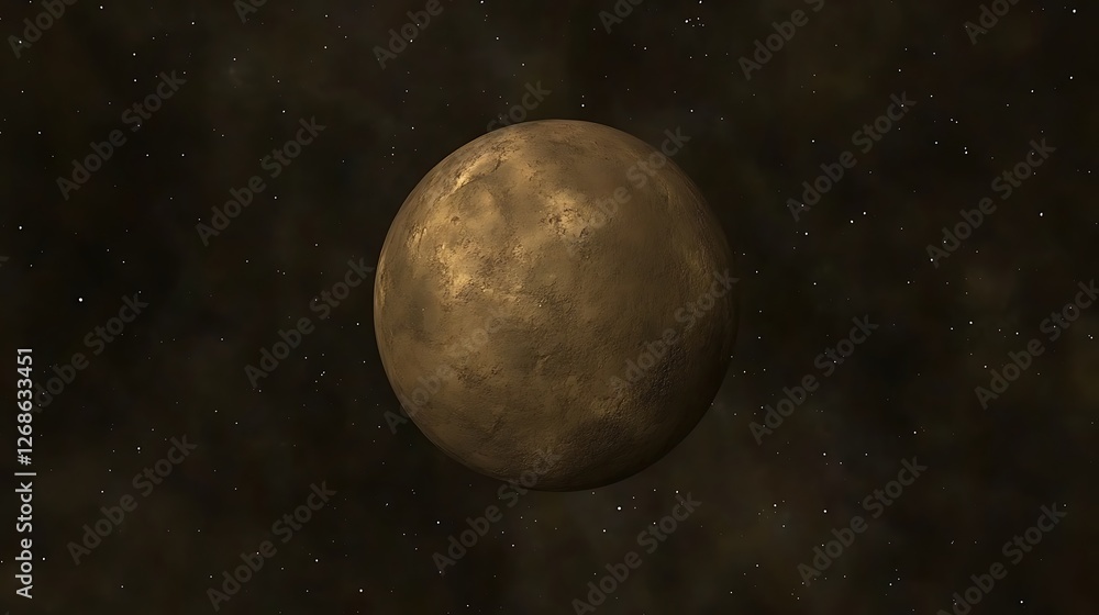 Poster a celestial body in the vastness of space: a digital rendering of a planet