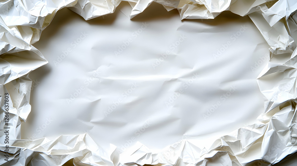 Poster white crumpled paper frame background texture