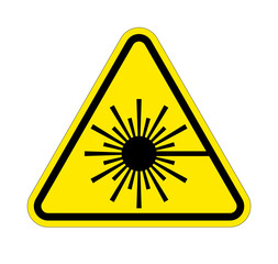 classic laser beam radiation hazard warning danger sign in yellow triangle symbol vector isolated on transparent background