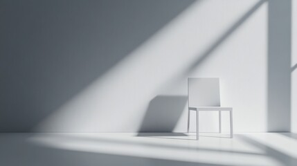 minimalist white chair in sunlit room