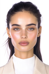 Fototapeta premium a woman with a simple line style and no shadow details on a light backgrou