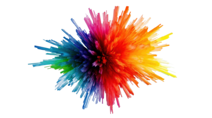 Colorful spikes exploding with transparent background creating a vibrant design