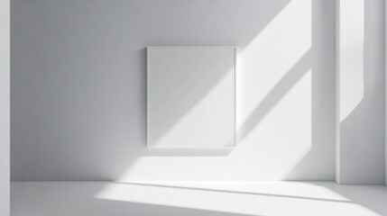 minimalist white room with blank canvas mockup