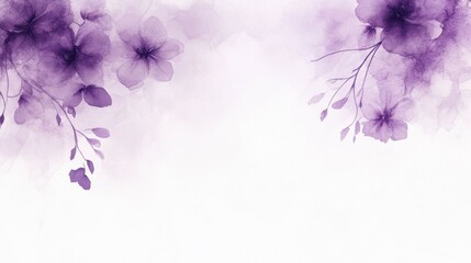 A soft, elegant watercolor design featuring purple flowers and leaves, creating a serene and artistic atmosphere.