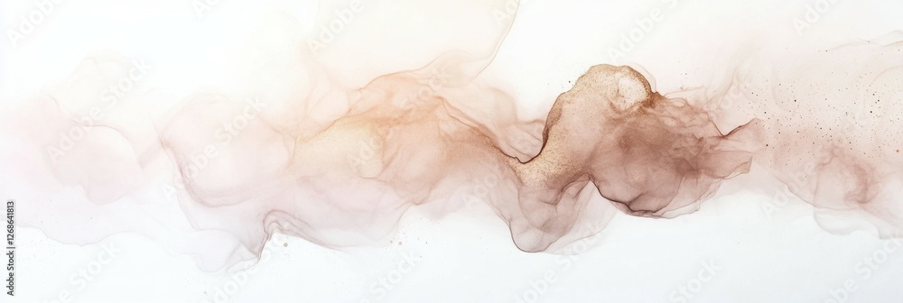 Poster an abstract composition featuring soft, flowing wisps in warm tones, creating an ethereal and serene