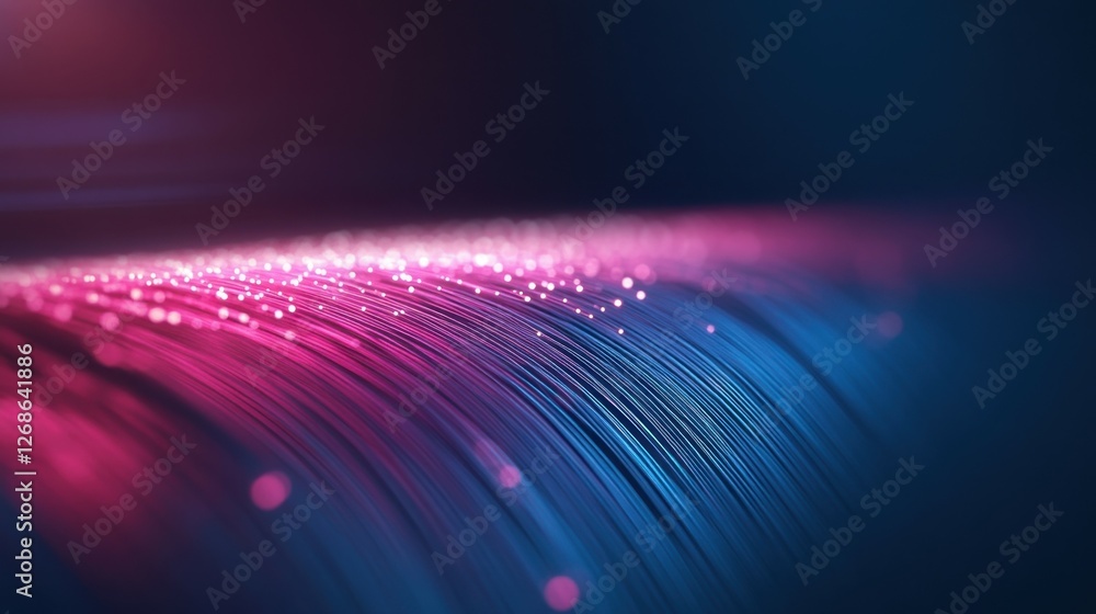 Poster a vibrant, abstract image featuring flowing lines adorned with colorful particles, creating a dynami