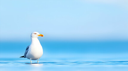 White Seagull on Calm Blue Water