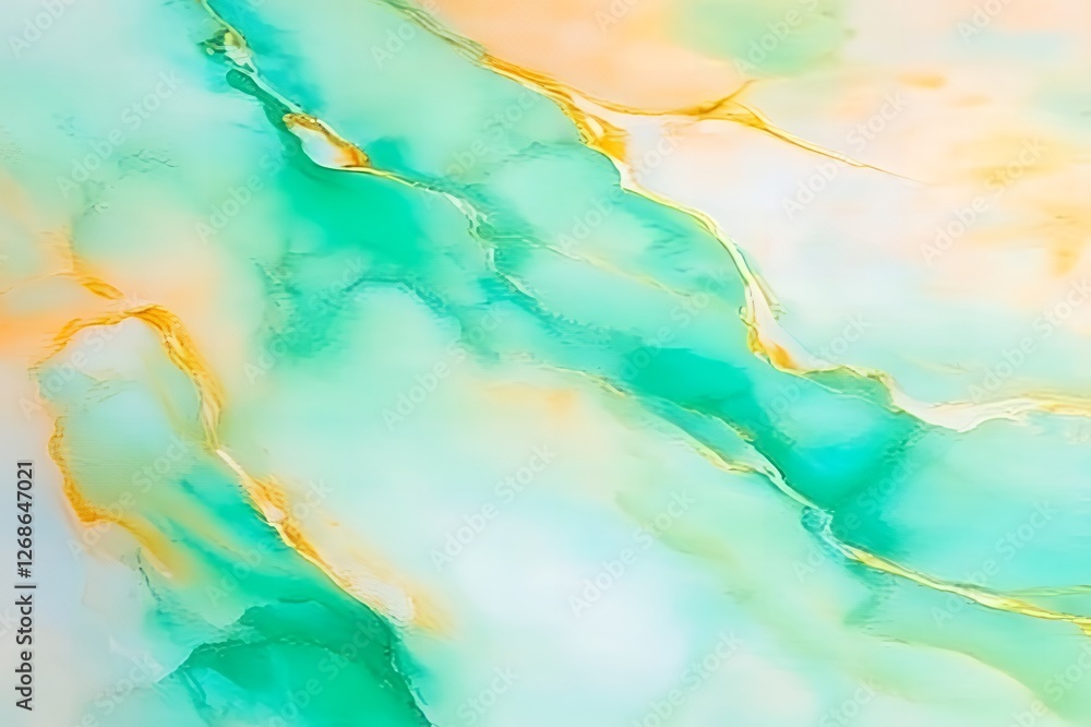 Poster abstract teal and gold marble texture background design element for print and web