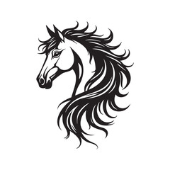 Stylized Horse Head Silhouette Vector Art Design