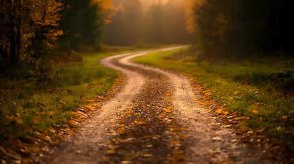 Obraz premium Winding Autumn Path Through a Forest