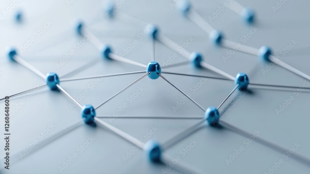 Poster abstract image of a blue network representing digital connectivity and communication in a modern tec