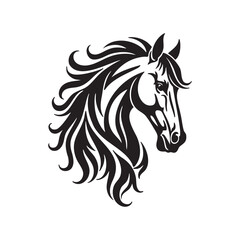 Stylized Horse Head Silhouette Vector Art Design