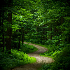 Fototapeta premium Winding Path Through Lush Green Forest