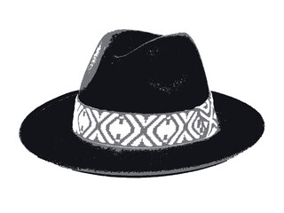 Jazz Top Hat silhouette on white background, Digital illustration
