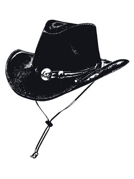 Coboy cap silhouette on white background, Digital illustration