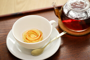 How to brew apple tea like a rose flower.  fruity beverage.