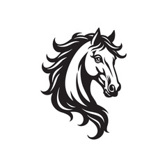 Stylized Horse Head Silhouette Vector Art Design