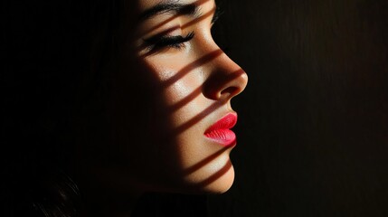 Striking portrait of a model with vibrant pink lips, capturing bold elegance and modern allure.