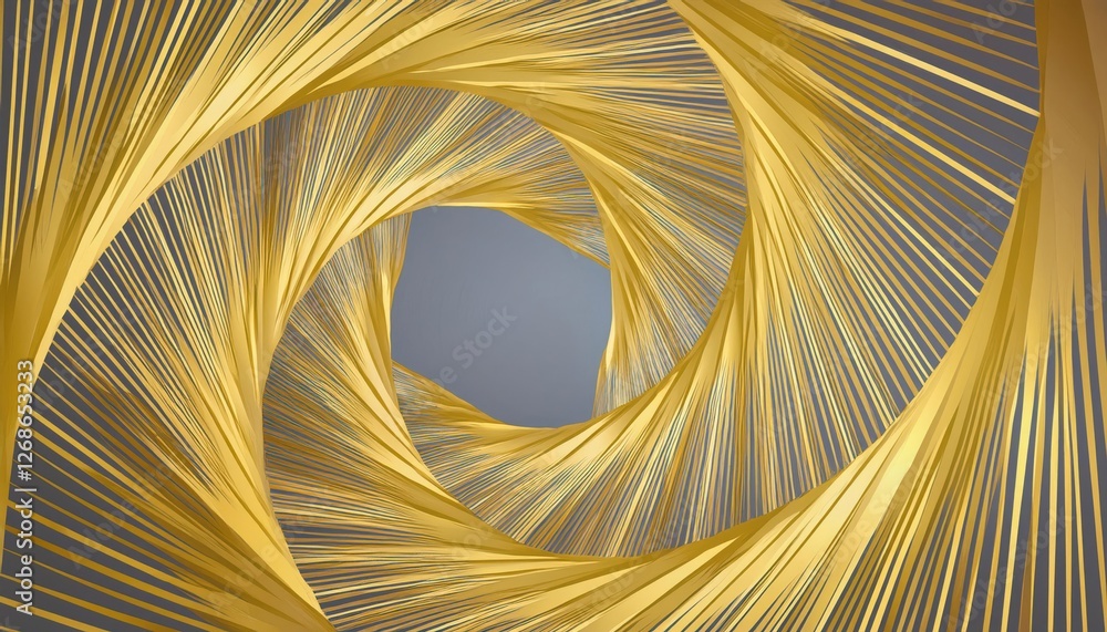 Leinwandbilder abstract golden spiral pattern with metallic stripes creating a 3d visual illusion for design and decoration use