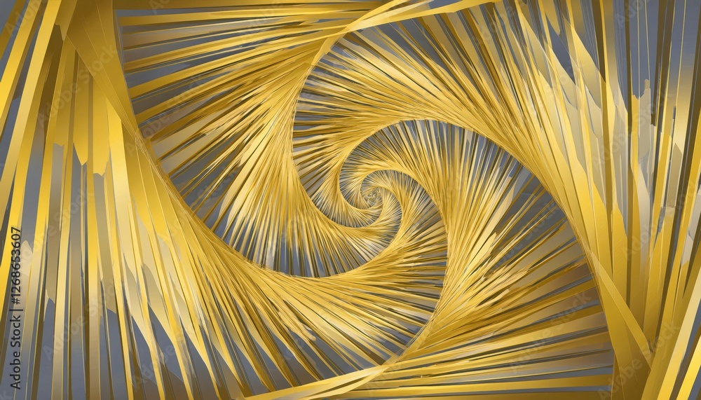 Aufkleber abstract golden spiral pattern with metallic stripes creating a 3d visual illusion for design and decoration use