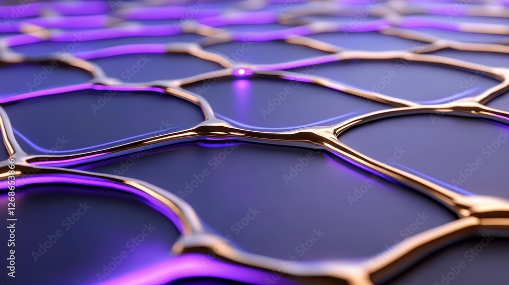 Poster a captivating close up showcases a gold interconnected network set against a dark backdrop with soft