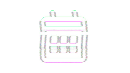 Icon calendar is distorted. Glitch. Noise, chromatic aberration, geometric distortion