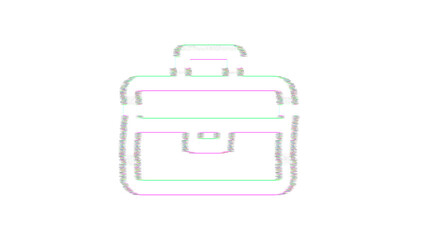 Icon briefcase is distorted. Glitch. Noise, chromatic aberration, geometric distortion