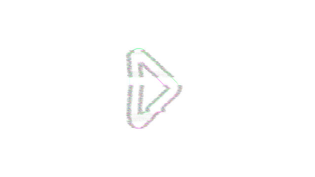 Icon caret right is distorted. Glitch. Noise, chromatic aberration, geometric distortion