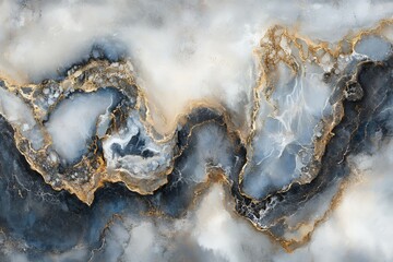 Fototapeta premium Abstract Blue Gray Marble Texture with Golden Veins Elegant Background Design