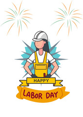 Happy Labor Day illustration with a woman worker - May day