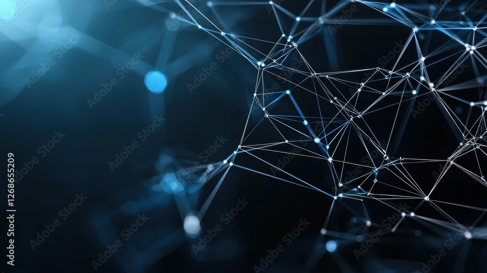 Poster close-up of a digital network with interconnected points and lines, illustrating modern technology a