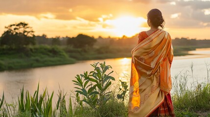 Elegant Bangladeshi saree with floral patterns, symbolizing cultural beauty and grace.