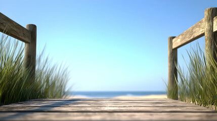 Naklejka premium Wooden Path Leading to a Sandy Beach